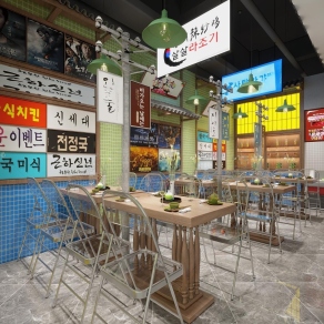 工业风烤肉店3D模型下载